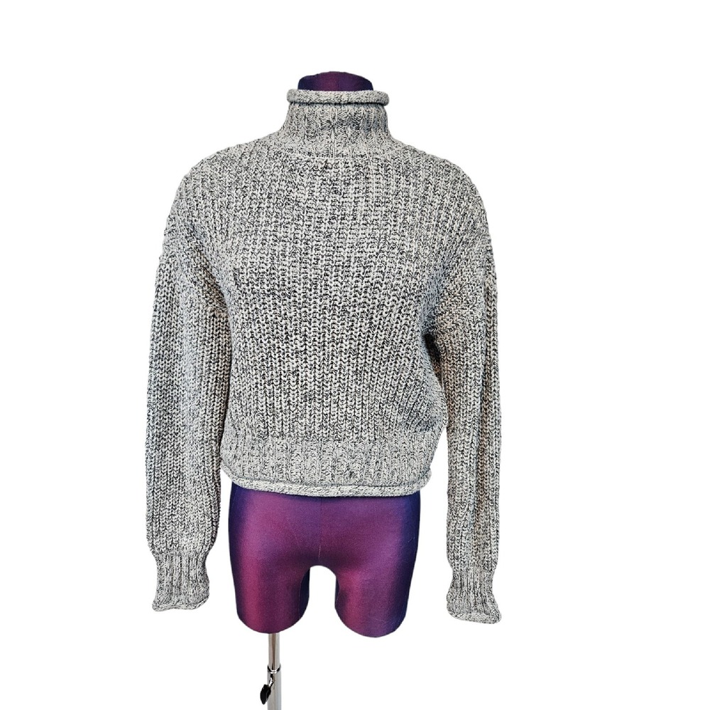NWT Garage Gray Roll Mock Neck Knit Cropped Sweater Size Medium Women's U15